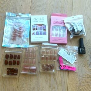 Lot of Nail Art Kit with Press-On Nails and Gel Polish